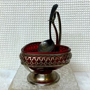 England Cage Pedestal serving dish with spoon